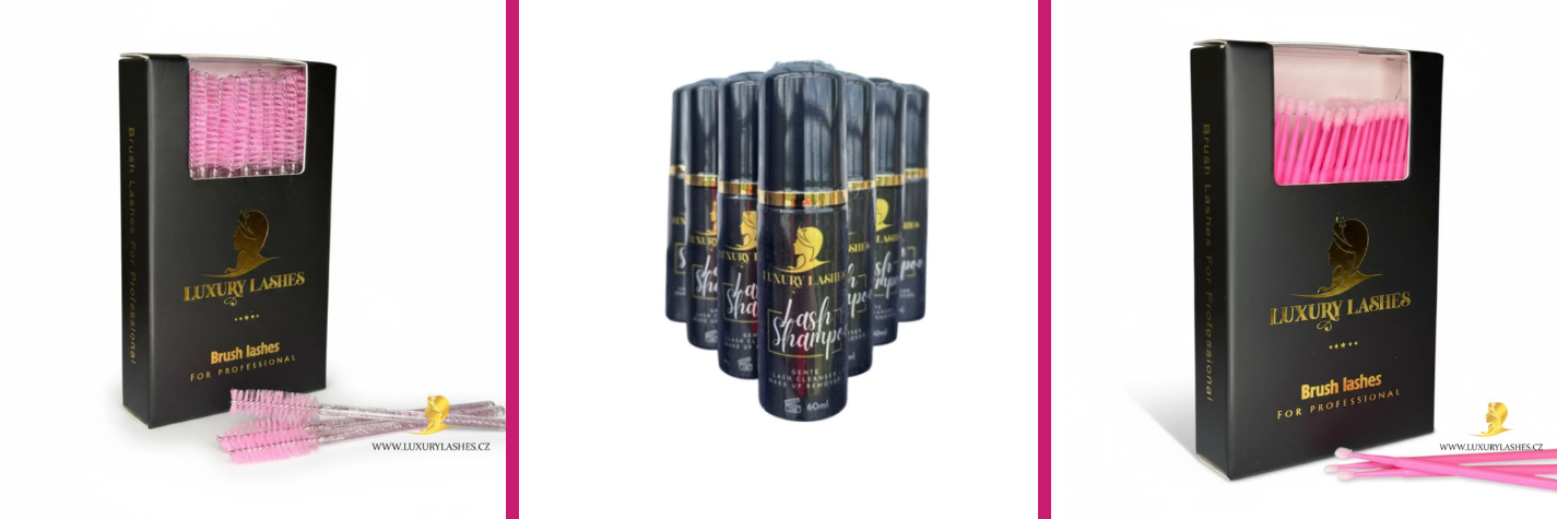 Čisticí kartáčky a čisticí pěna na umělé řasy Luxury Lashes